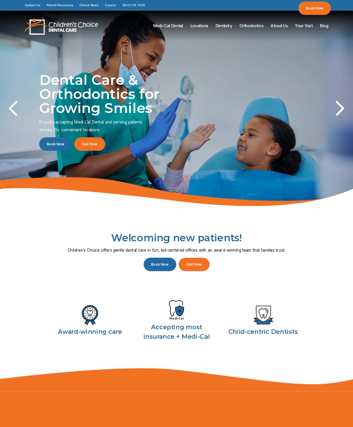 The Children's Choice Dental Care homepage